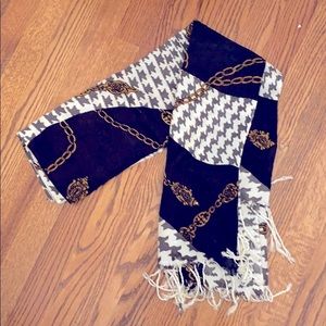 Designer Inspired Chain & Houndstooth Print Scarf